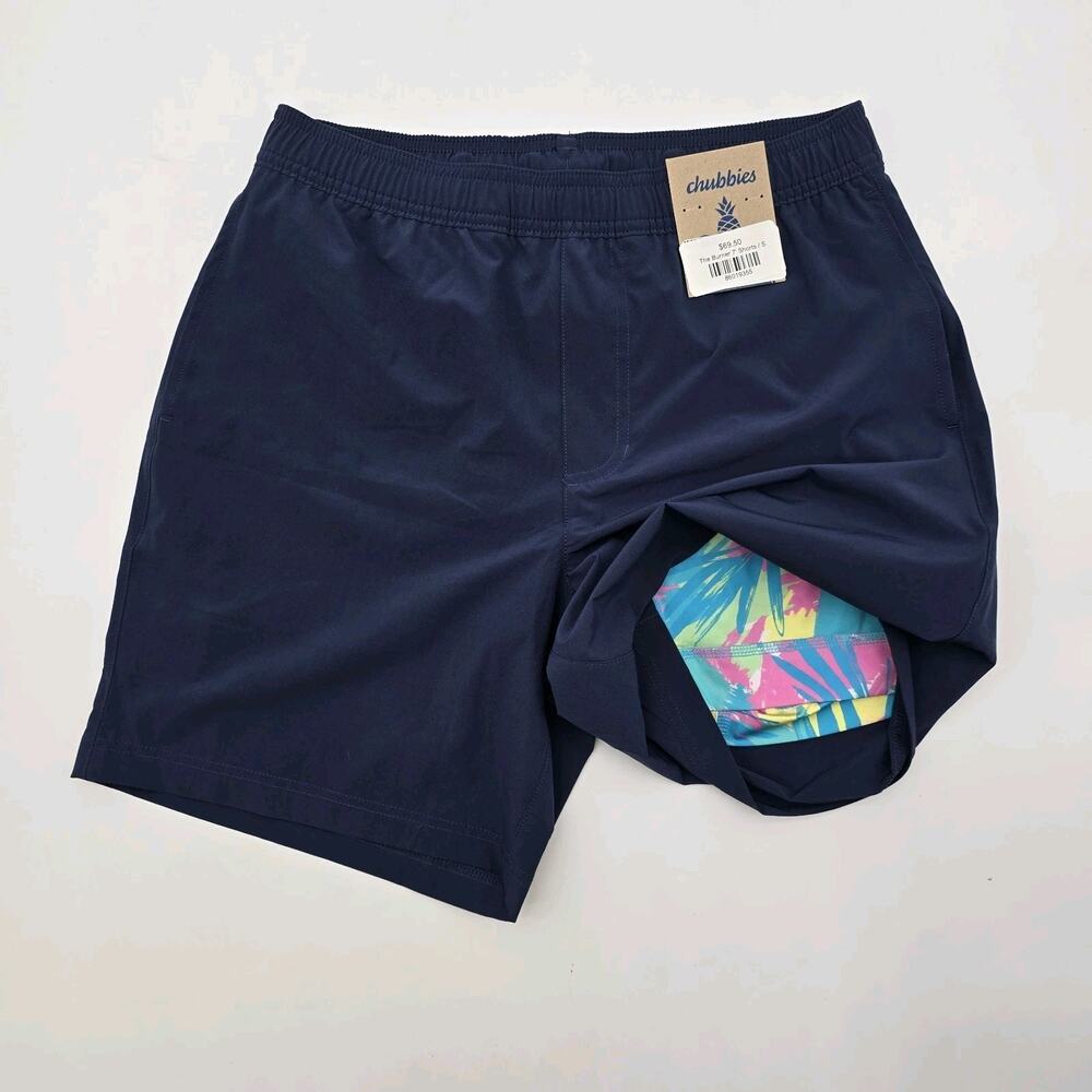 Chubbies Shorts Mens 7 Inch Navy Blue Pink Boxer Lined Athlounger Burners